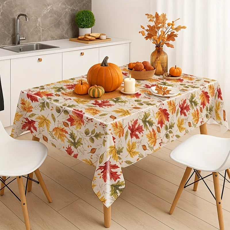 Thanksgiving Maple Leaf Polyester Tablecloth For Holiday Dining Decor