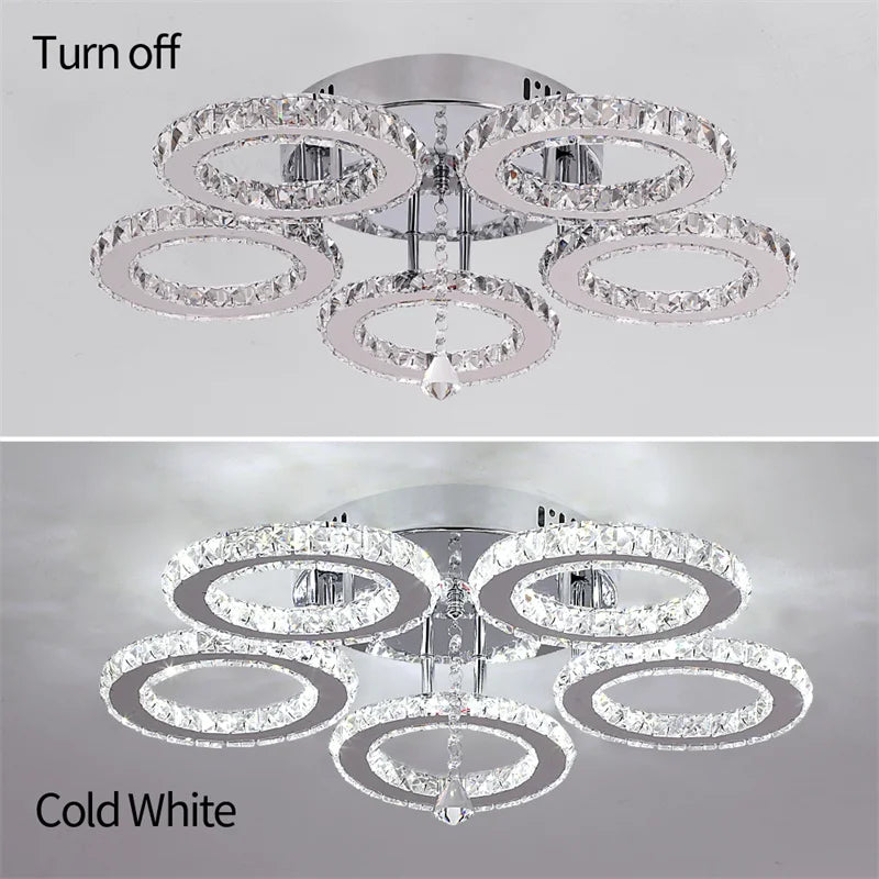 GreeLustr Modern Led Crystal Ring Pendant Light For Living Room