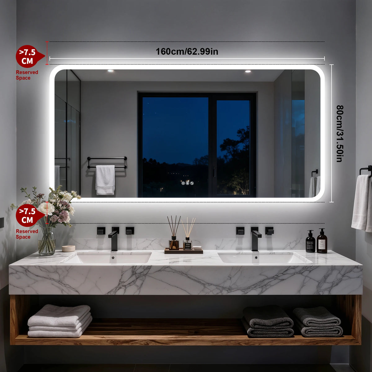 Smart Led Bathroom Mirror With Bluetooth Speakers Anti Fog