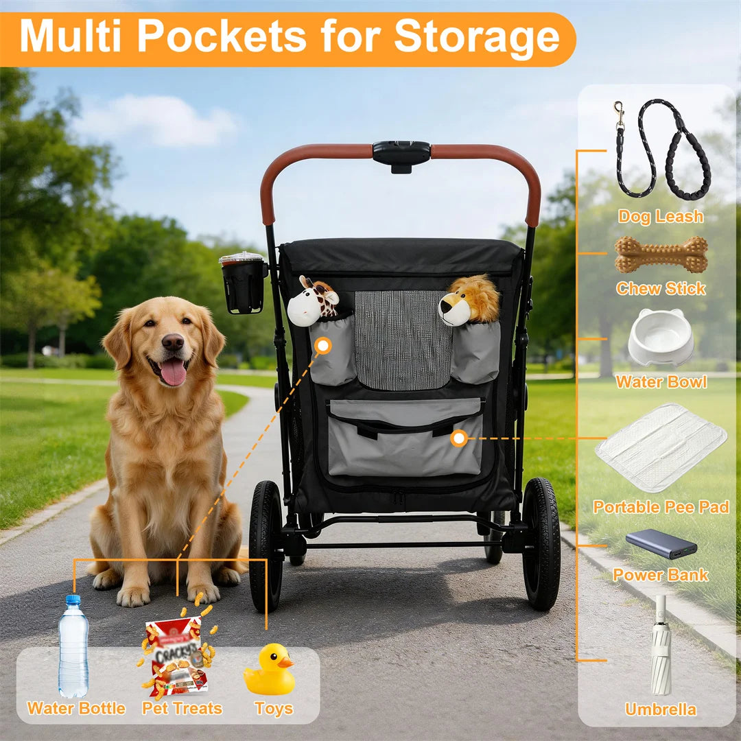 Brandless Portable Large Dog Stroller With Folding Wheels And Storage