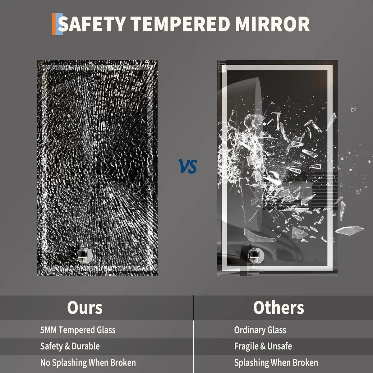 TWISTER.CK LED Bathroom Mirror With Memory And Anti Fog Frameless