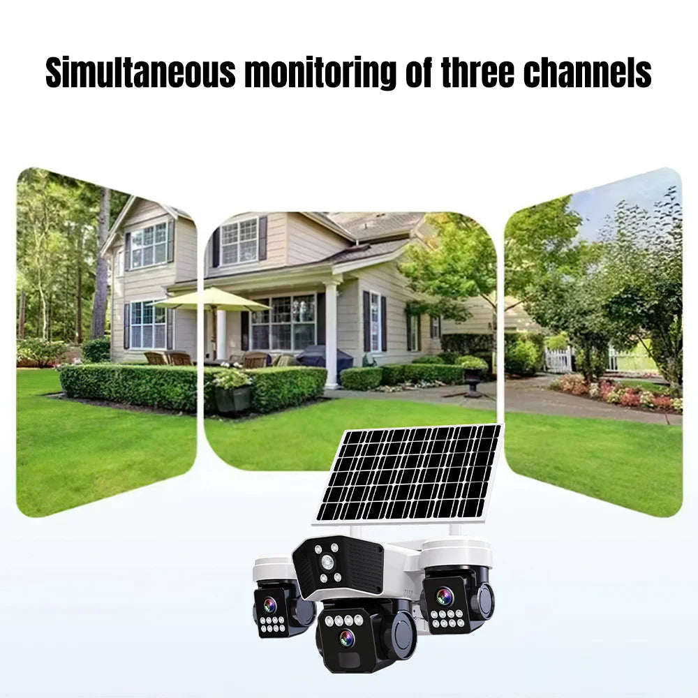 Kepack 6MP Wireless Solar Security Camera With Three Lens