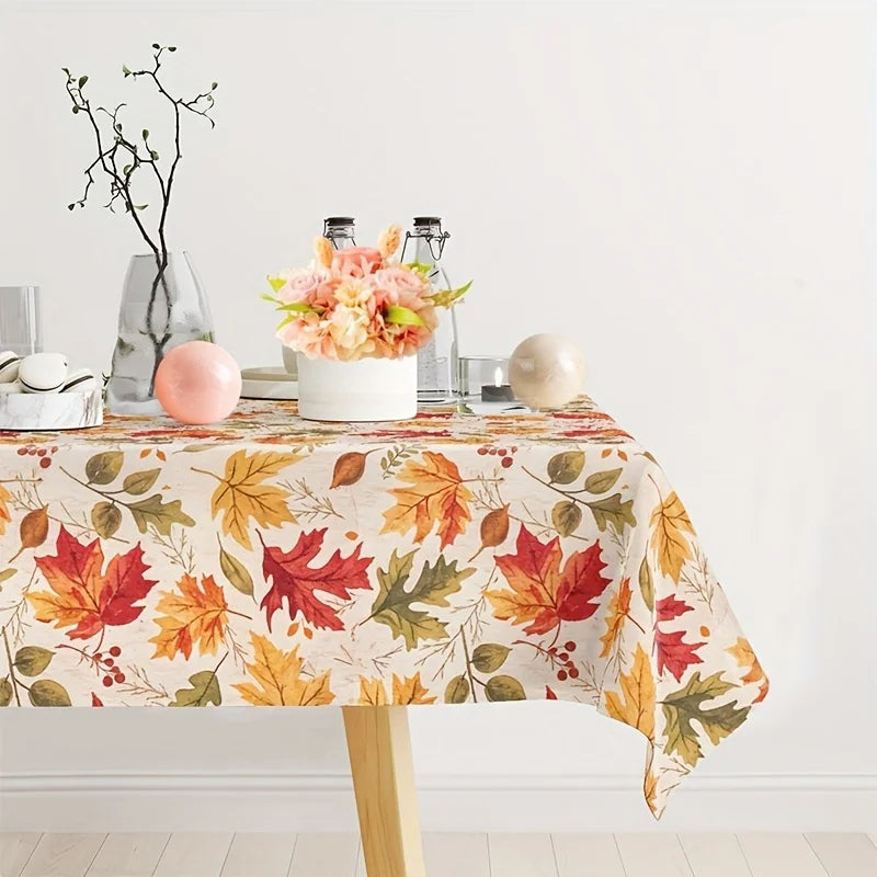 Thanksgiving Maple Leaf Polyester Tablecloth For Holiday Dining Decor