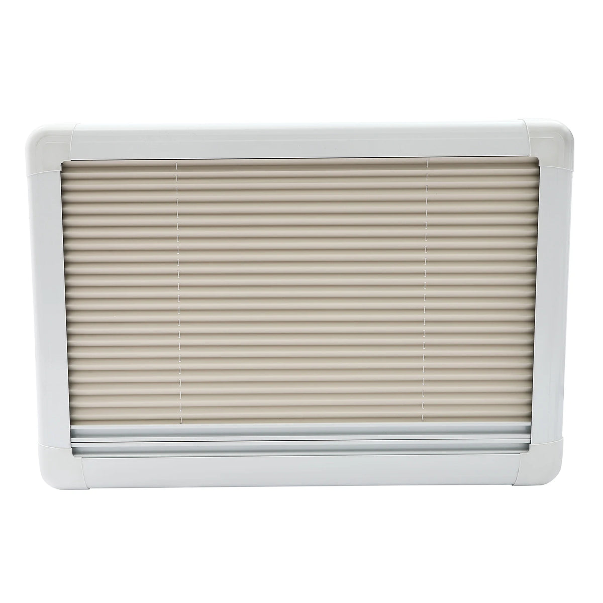 RV Window Hinged With Insect Screen Roller Shade Aluminum Frame