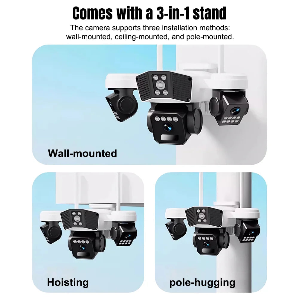 Kepack 6MP Wireless Solar Security Camera With Three Lens