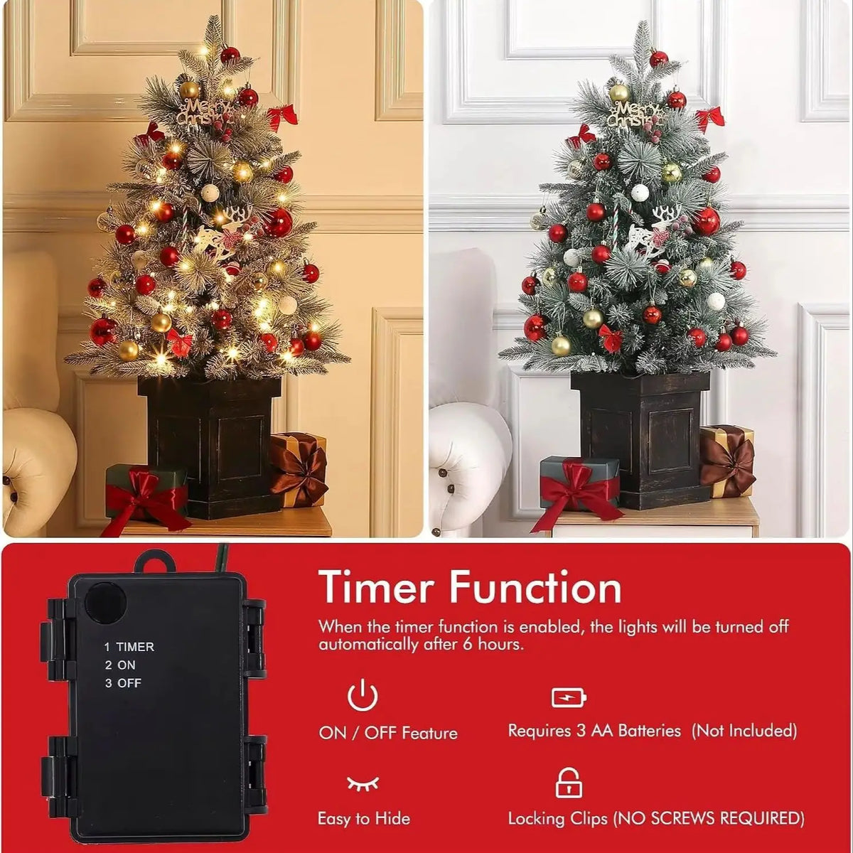 Pre Lit Artificial Christmas Tree With Timer And Battery Operated