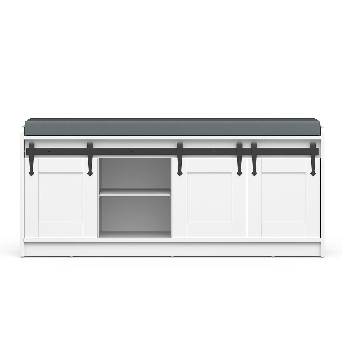 TinyNest Shoe Storage Bench With Linen Cushion Entryway Cabinet