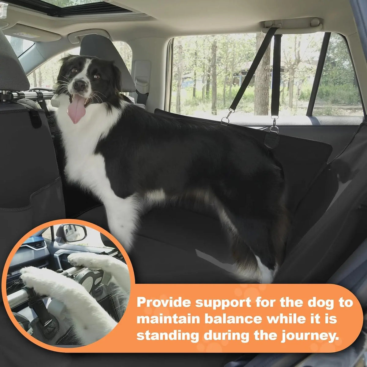 Dog Car Seat Cover Back Seat Protector Waterproof 400lbs Capacity Non-Slip