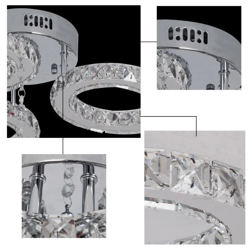 GreeLustr Modern Led Crystal Ring Pendant Light For Living Room