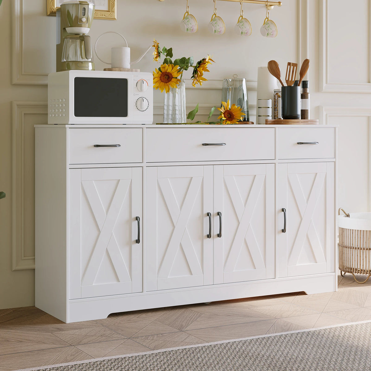 Huisenitre Buffet Cabinet With Coffee Bar And Storage