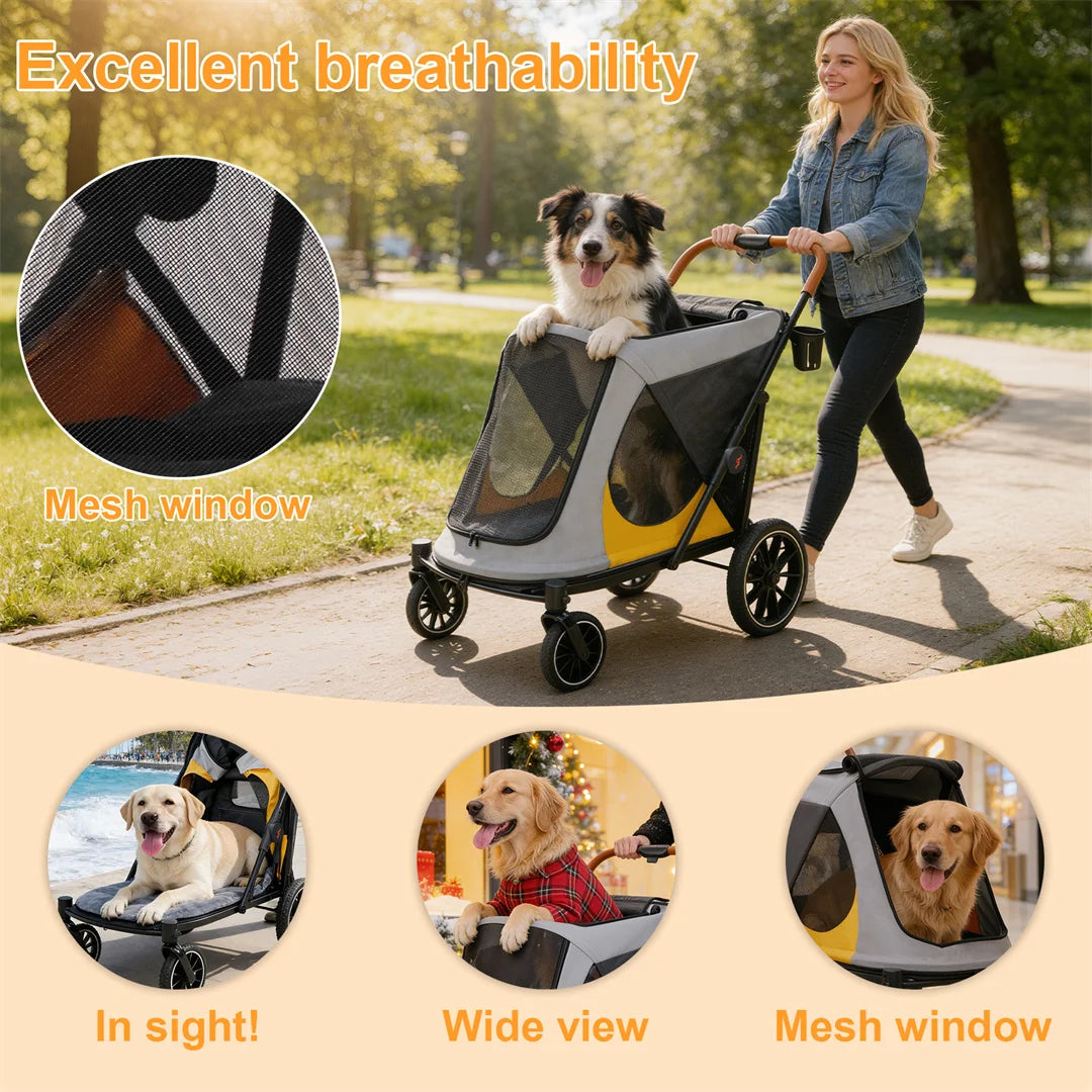 Brandless Portable Large Dog Stroller With Folding Wheels And Storage