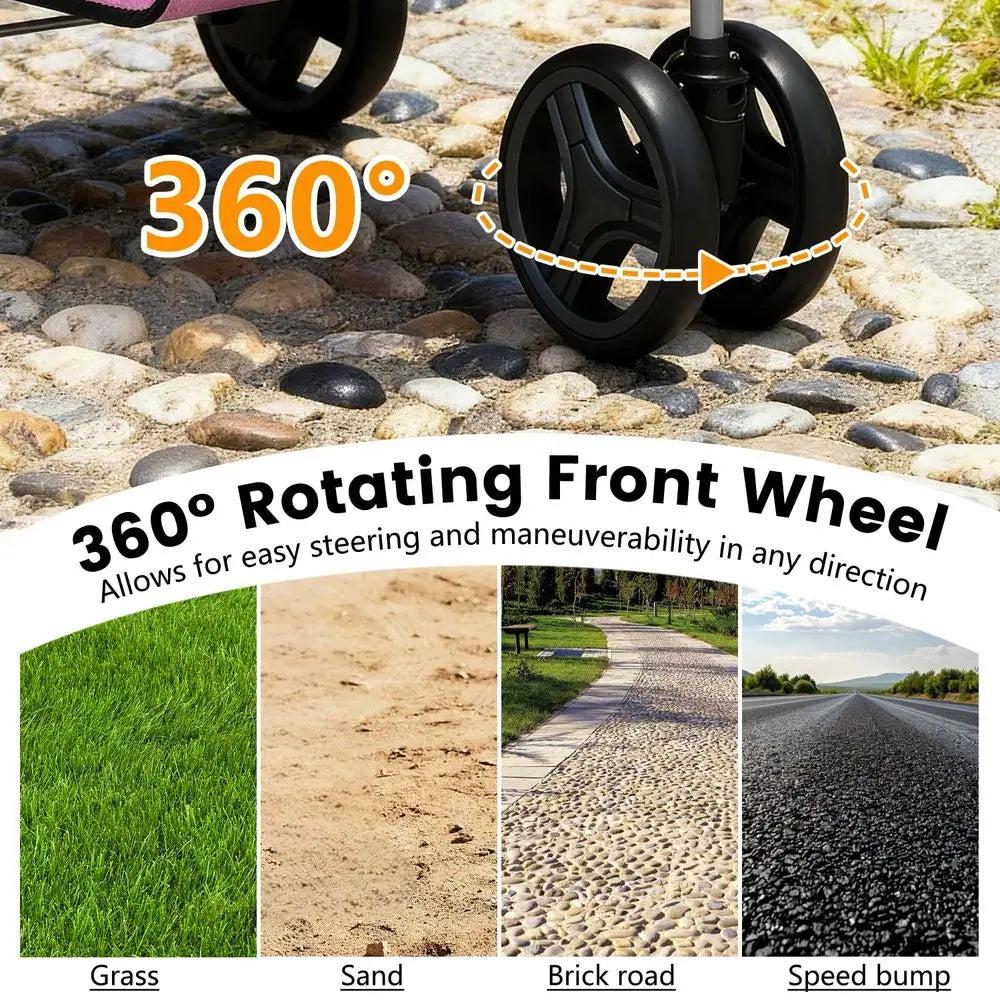 3 Wheel Lightweight Pet Stroller With Mesh And Storage