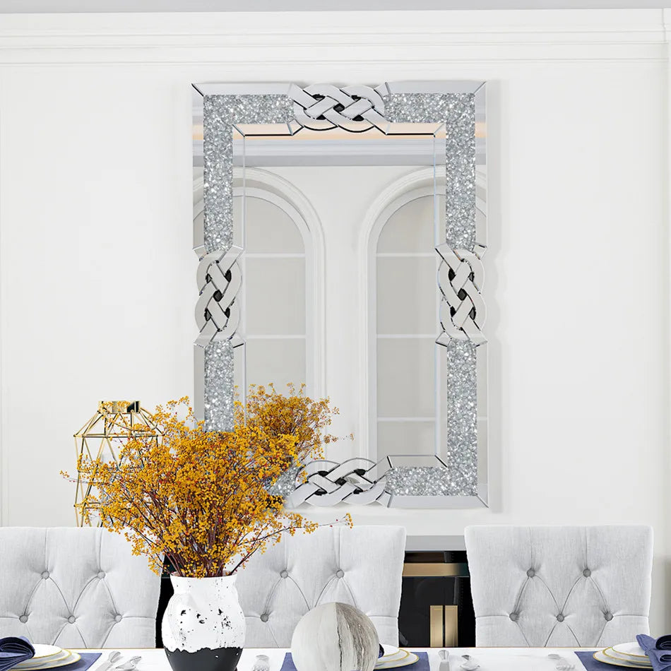 LUVODI Diamond Wall Mirror With Crushed Diamond Detailing Decorative