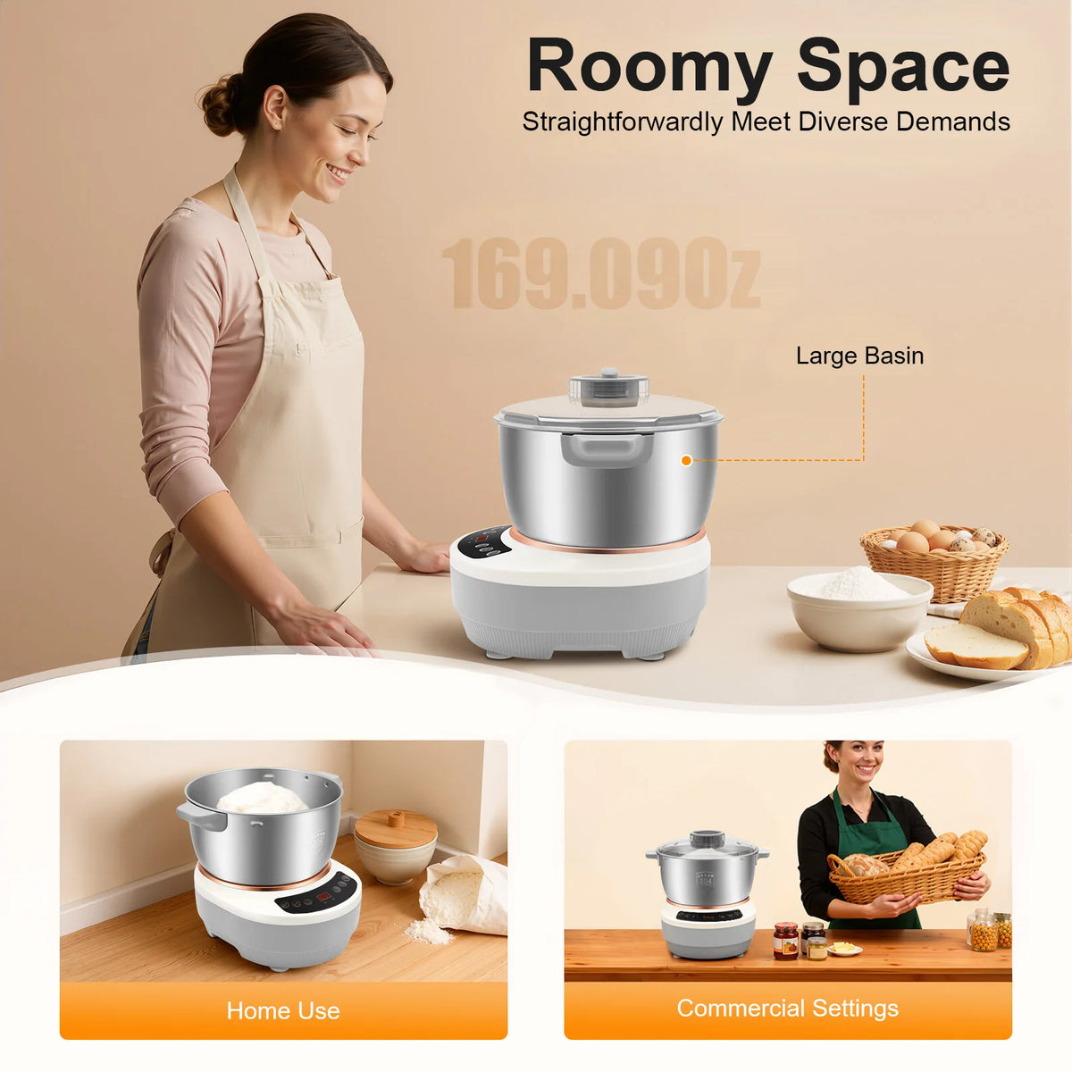 200W Electric Dough Maker With Ferment Function 304 Stainless Steel
