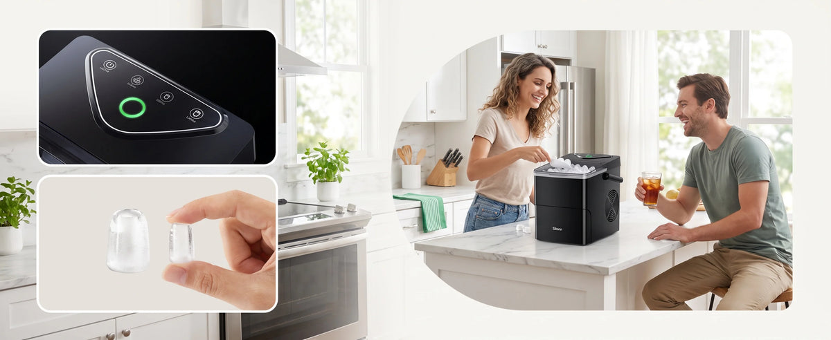 PHILERGO Countertop Ice Maker With Expanding Ice Basket 9 Cubes