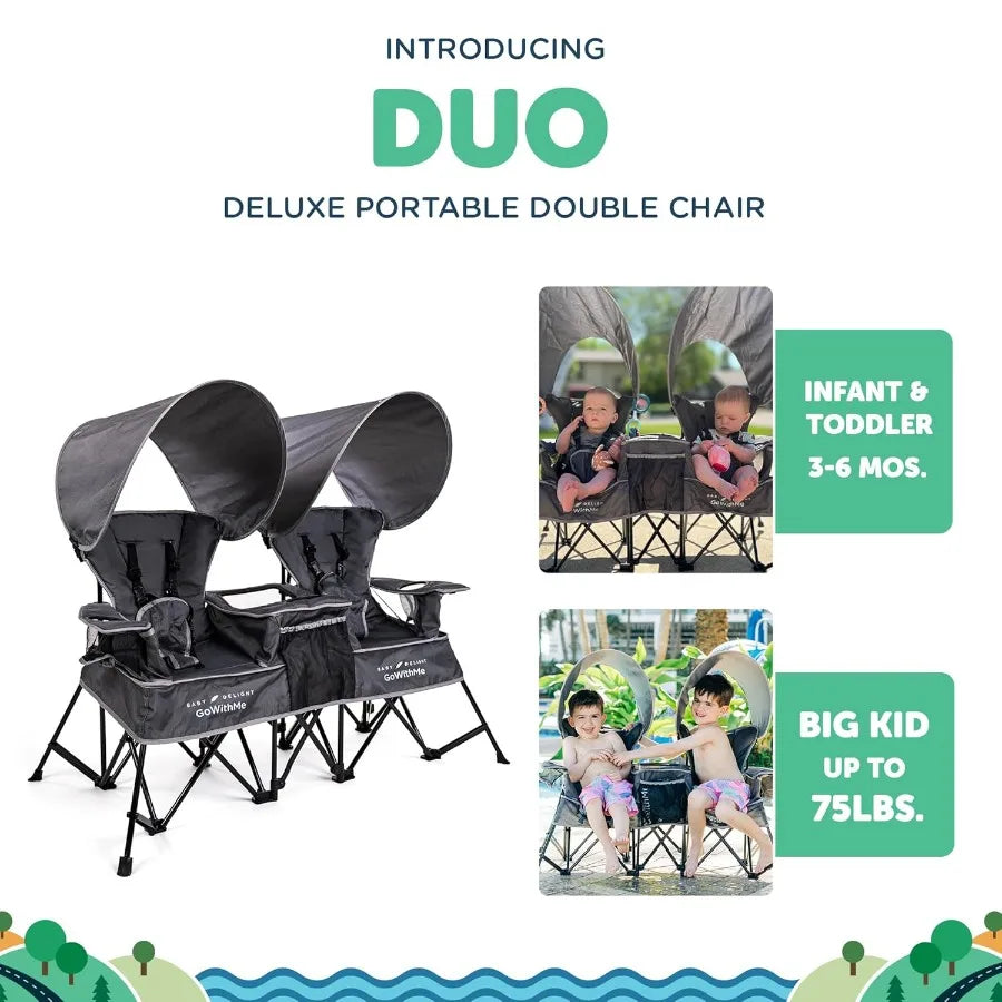 XIUWO Go With Me Duo Deluxe Portable Double Kids Chair