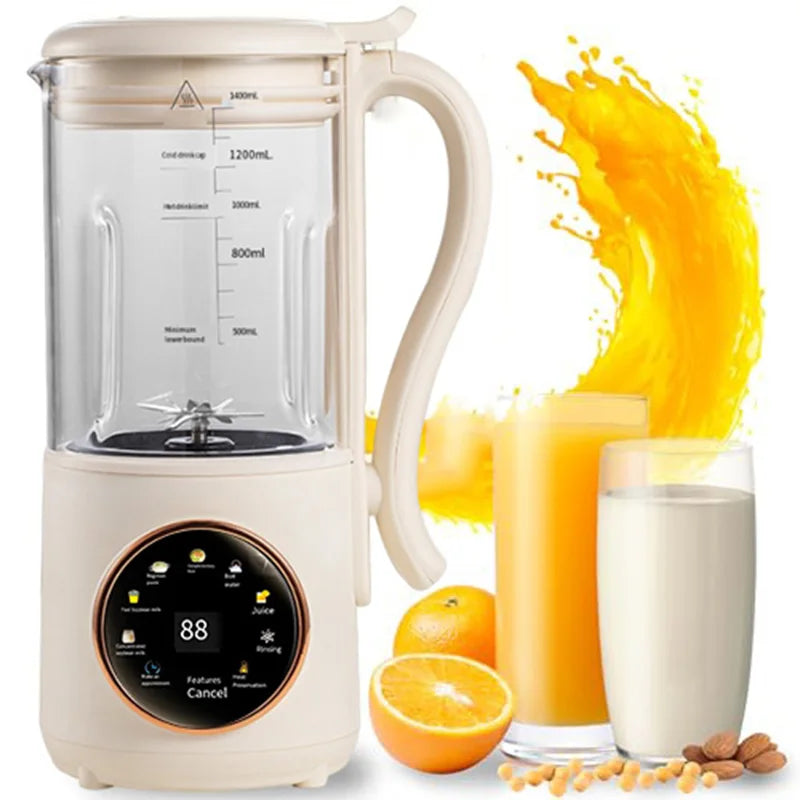 1400ml Glass Soy Milk Maker 16 Blades 9 Functions Automatic Blender Nut Milk Maker Soup Porridge Juicer with Timer