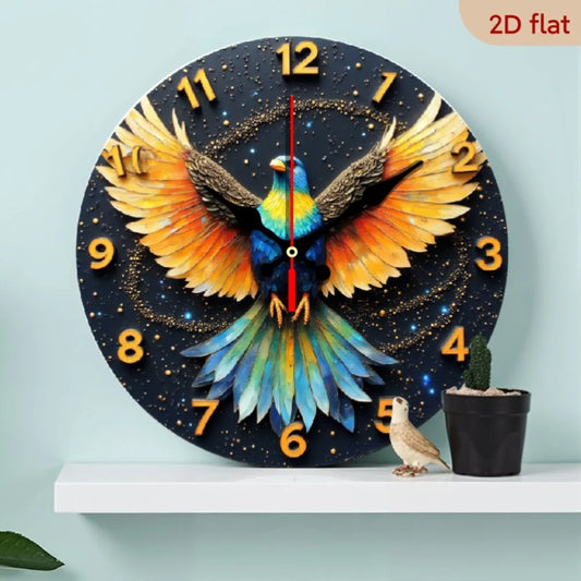 XMSJ Modern Farmhouse Round Wall Clock With Bird Design
