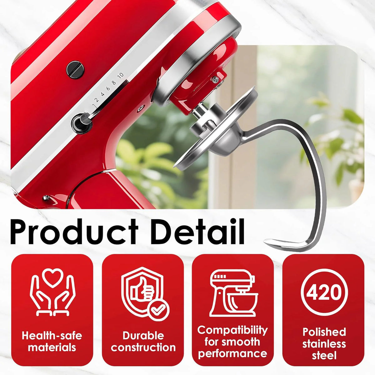 Stainless Steel 3-Piece Mixer Attachment Set For Tilt-Head Mixers