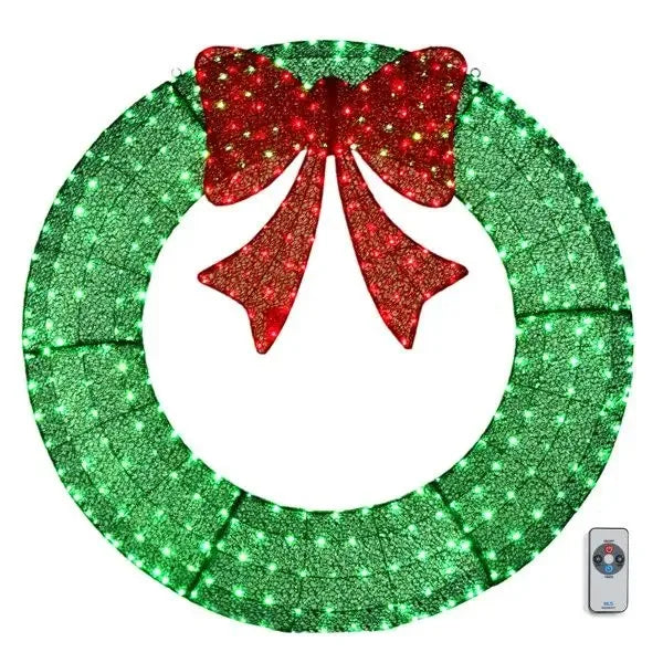 Pre Lit Outdoor Christmas Wreath Decoration With Led Lights