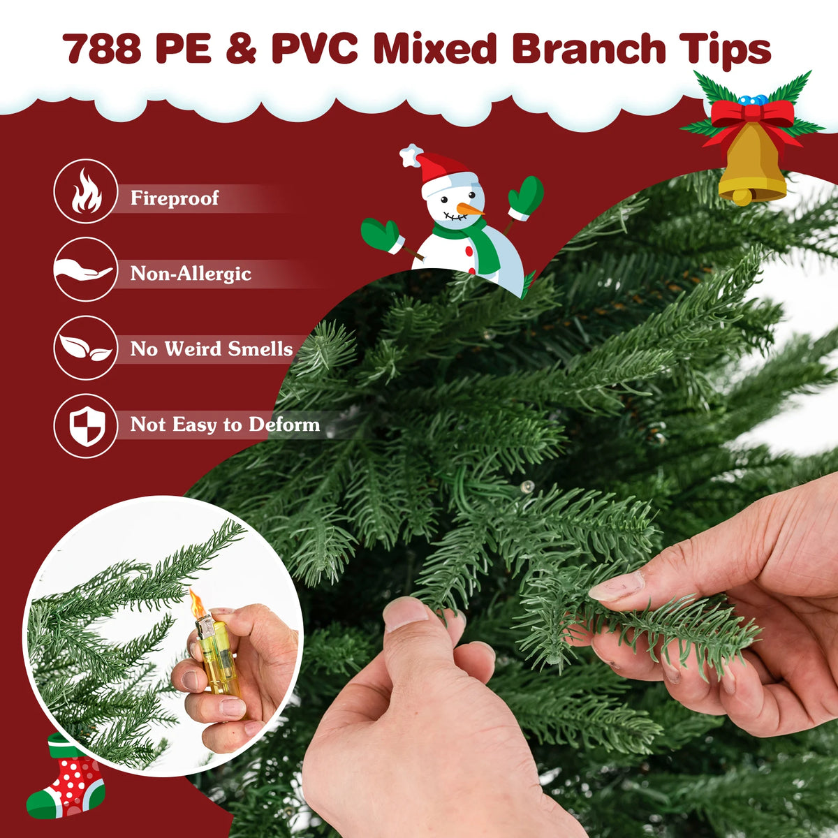 Lifezeal Pre Lit Artificial Christmas Tree With Metal Stand