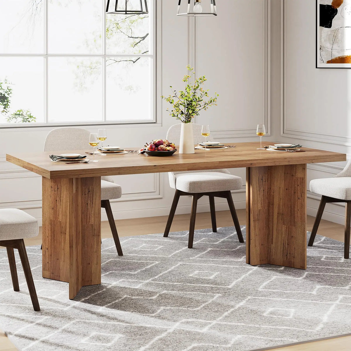 Tribesigns Farmhouse Dining Table For 4 To 6 People