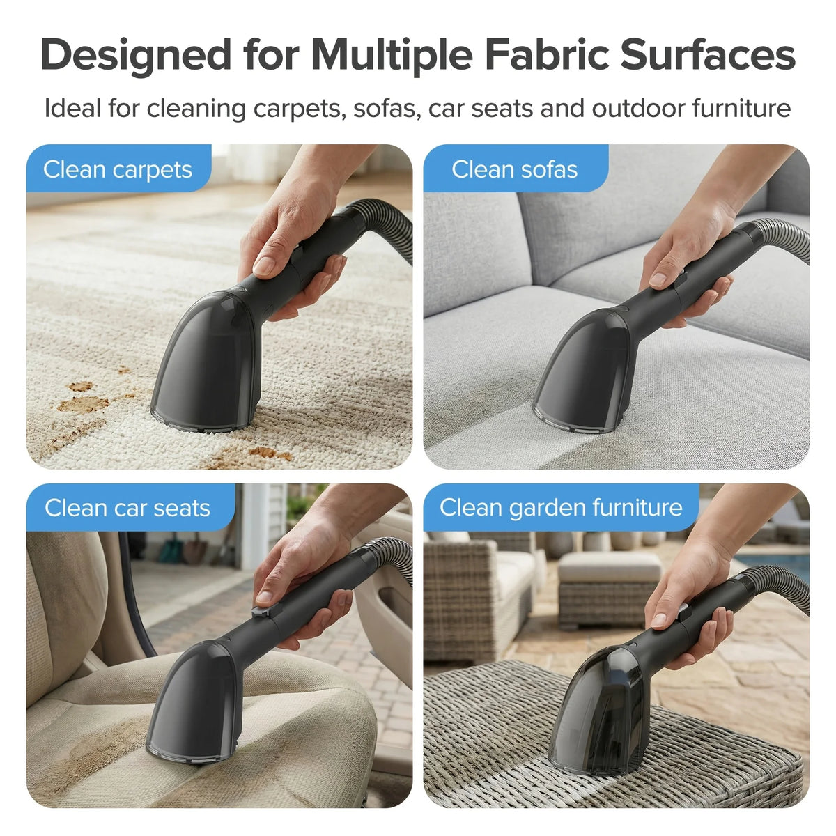Lubluelu V2 Portable Carpet Upholstery Spot Cleaner 3-in-1 Spray Brush Vacuum 12KPa Powerful Suction Compact Storage for Home/ Sofa/Carpet/Car Seats