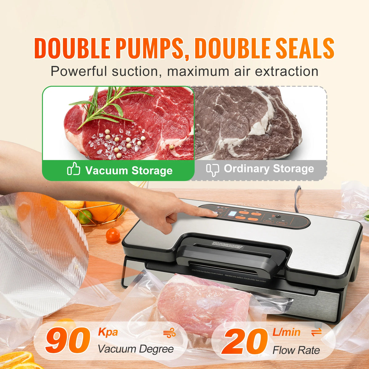SucceBuy 130W Vacuum Sealer Machine For Fresh Food Packaging