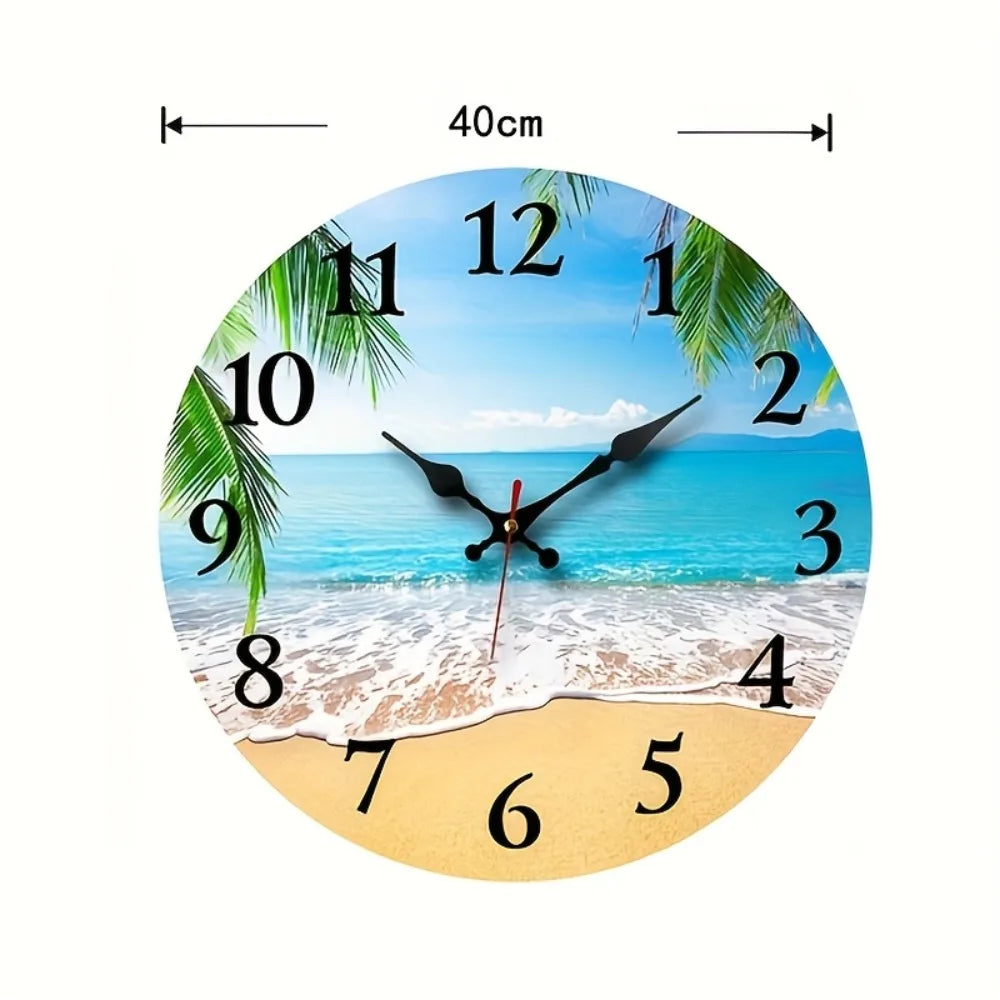 XMSJ Wooden Round Wall Clock Silent Decorative Living Room Accent