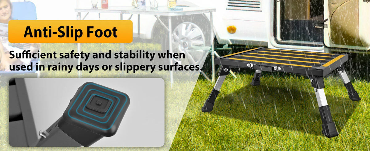 Nilight Portable RV Step Stool Aluminum Heavy Duty Anti Slip