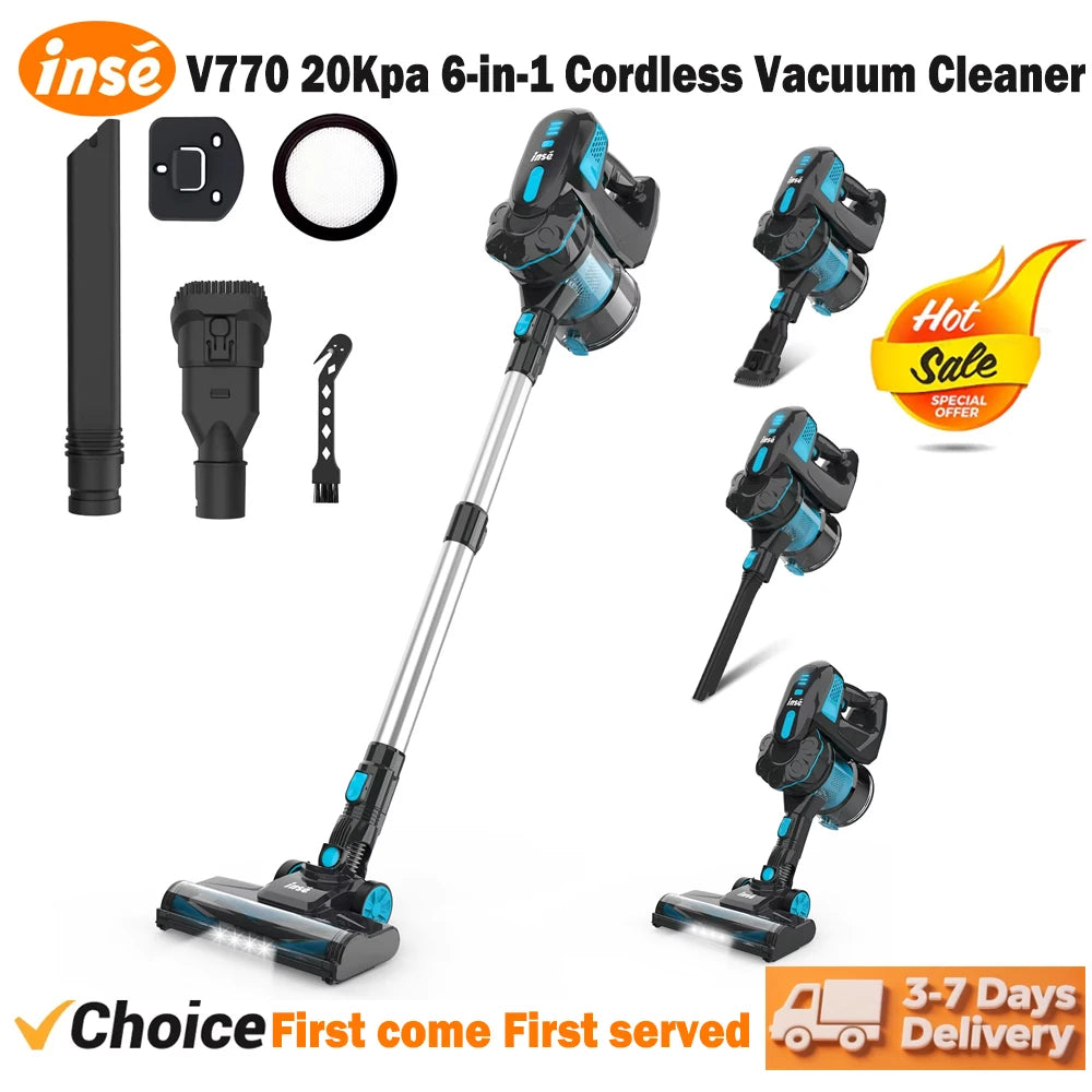 INSE Cordless Handheld Vacuum Cleaner 20KPa Powerful HEPA Led Headlights