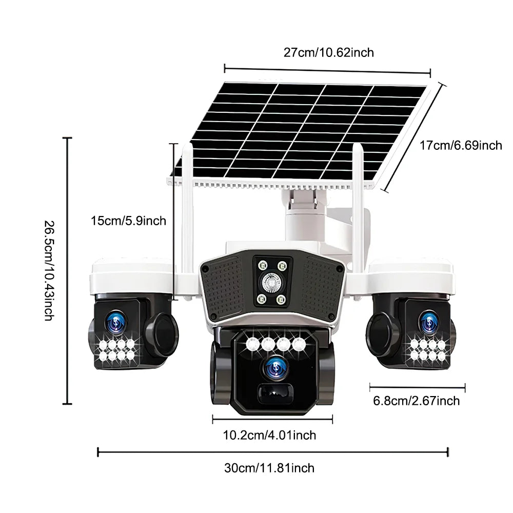 Kepack 6MP Wireless Solar Security Camera With Three Lens