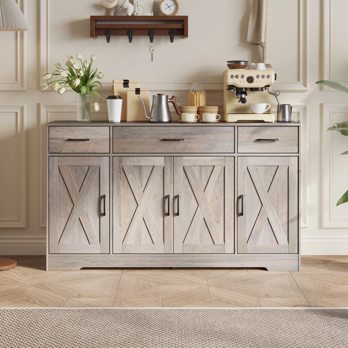 Huisenitre Buffet Cabinet With Coffee Bar And Storage