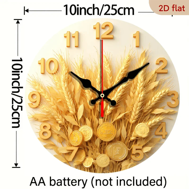 Modern Farmhouse Money Round Wall Clock With Golden Hands