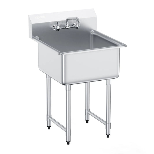 Stainless Steel Commercial Kitchen Sink With Faucet Free Standing Frame