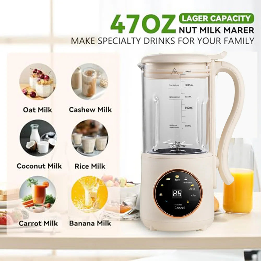 1400ml Glass Soy Milk Maker 16 Blades 9 Functions Automatic Blender Nut Milk Maker Soup Porridge Juicer with Timer