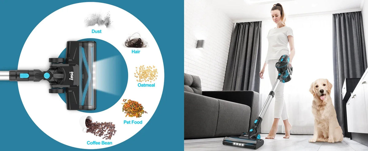 INSE Cordless Handheld Vacuum Cleaner 20KPa Powerful HEPA Led Headlights