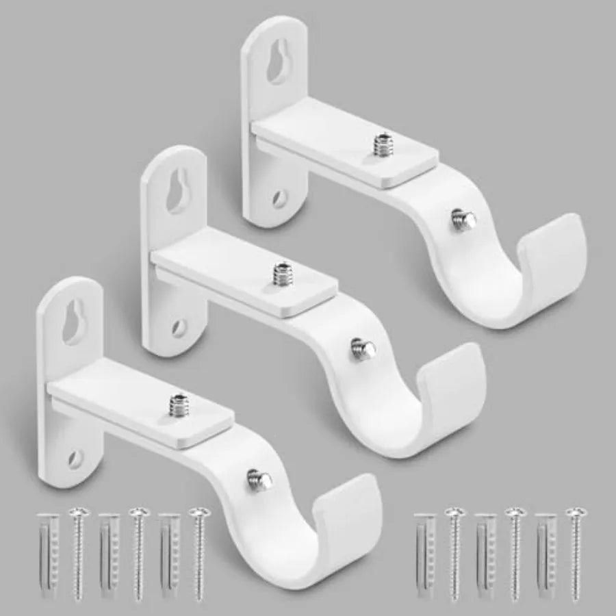 Adjustable Curtain Rod Brackets, Metal Window Drapery Rod Hanger Holders Hooks for 1 inch Rods,3
