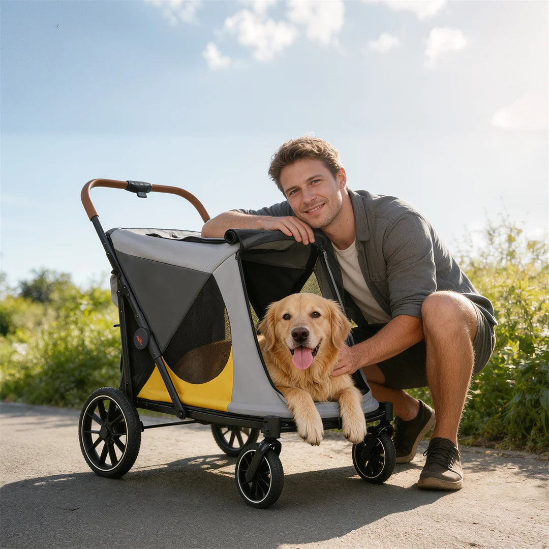 Brandless Portable Large Dog Stroller With Folding Wheels And Storage