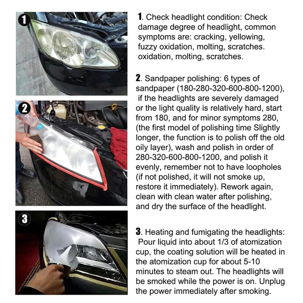 Headlight Polishing Kit Auto Headlight Renovator Light Restoration 300ml Polish