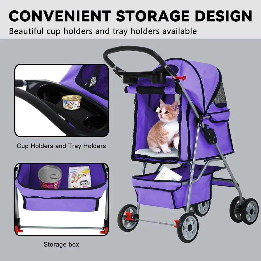 Cat And Dog Jogger Stroller With Cup Holder