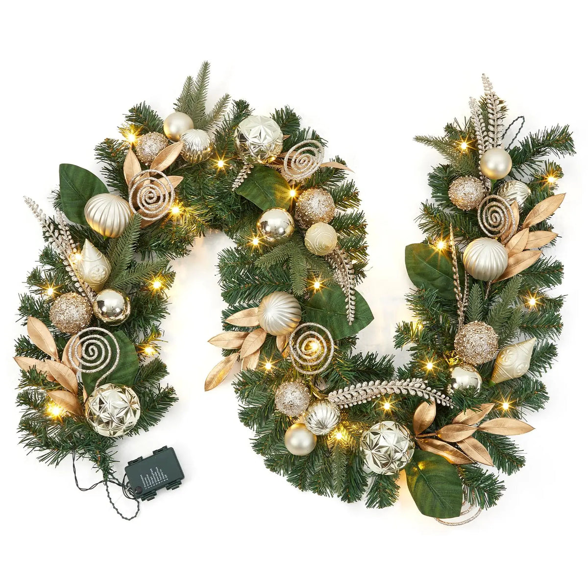 HiMiss Prelit Christmas Garland With Battery Operated Lights