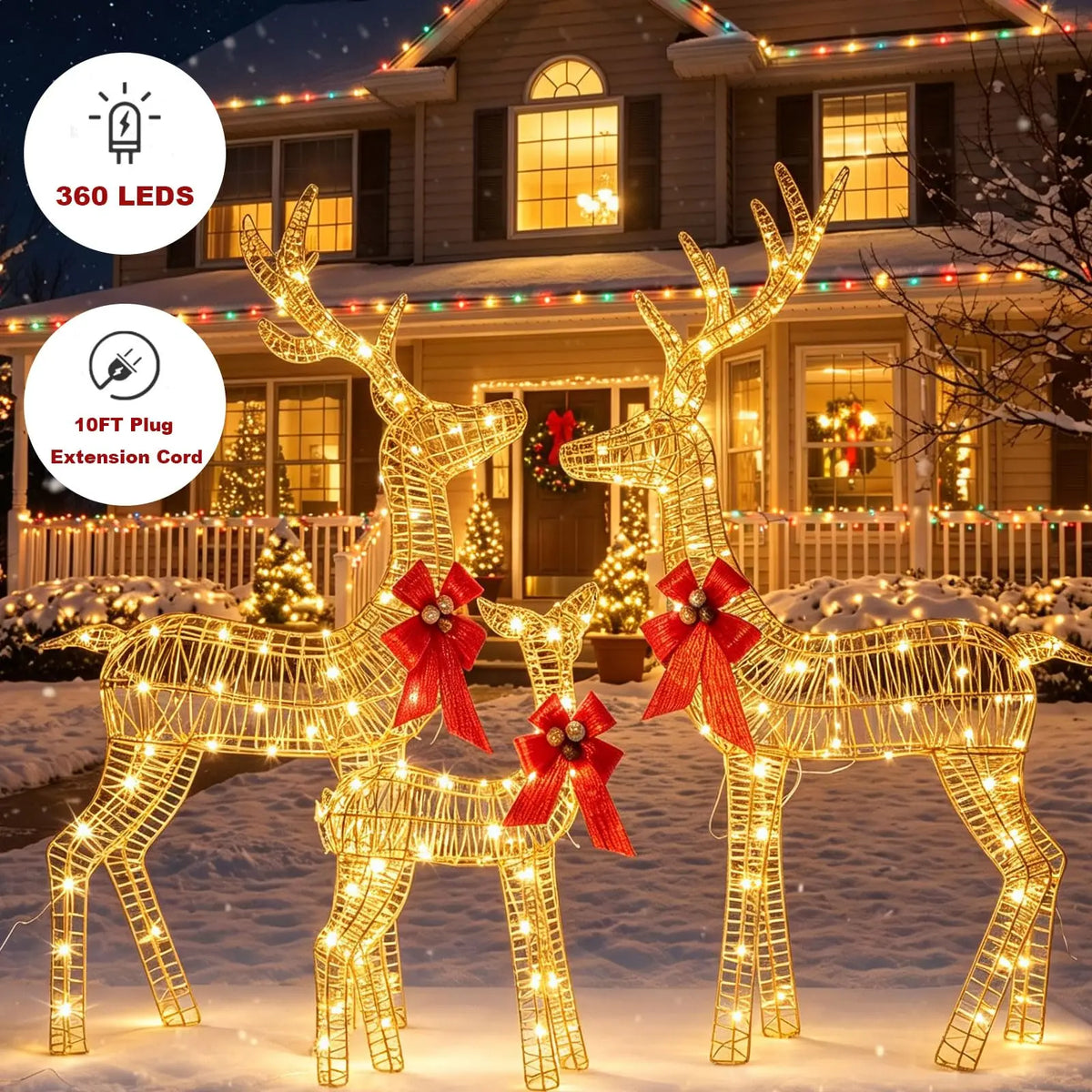HiMISS Lighted Christmas Deer Family Outdoor LED Yard Decor