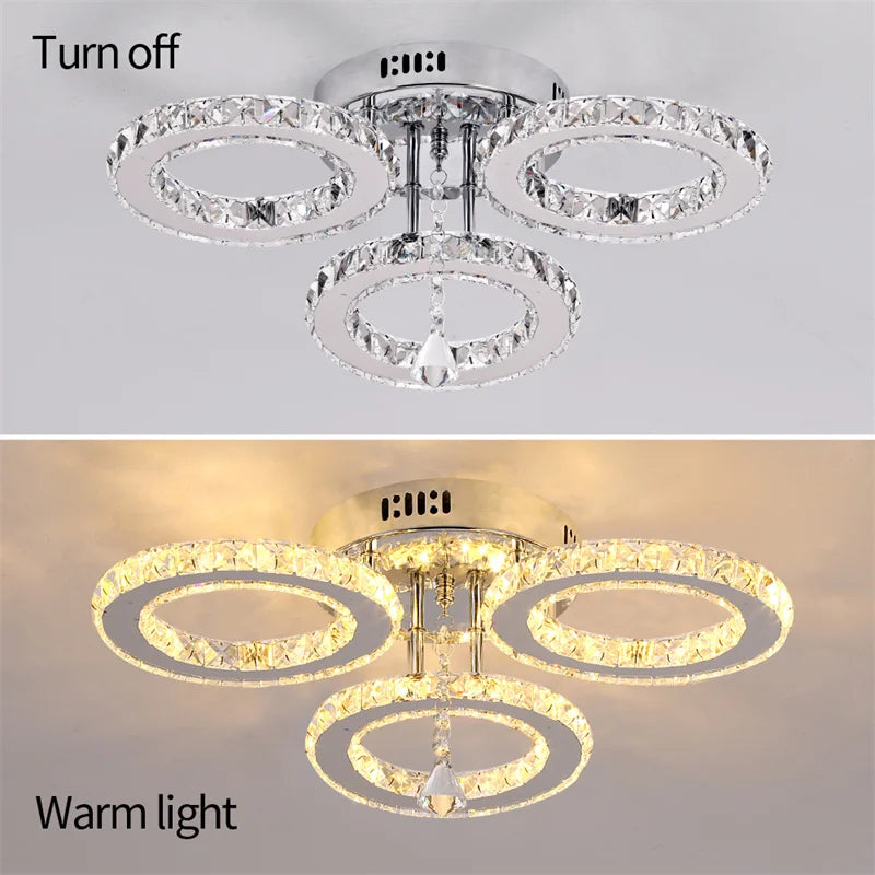 GreeLustr Modern Led Crystal Ring Pendant Light For Living Room
