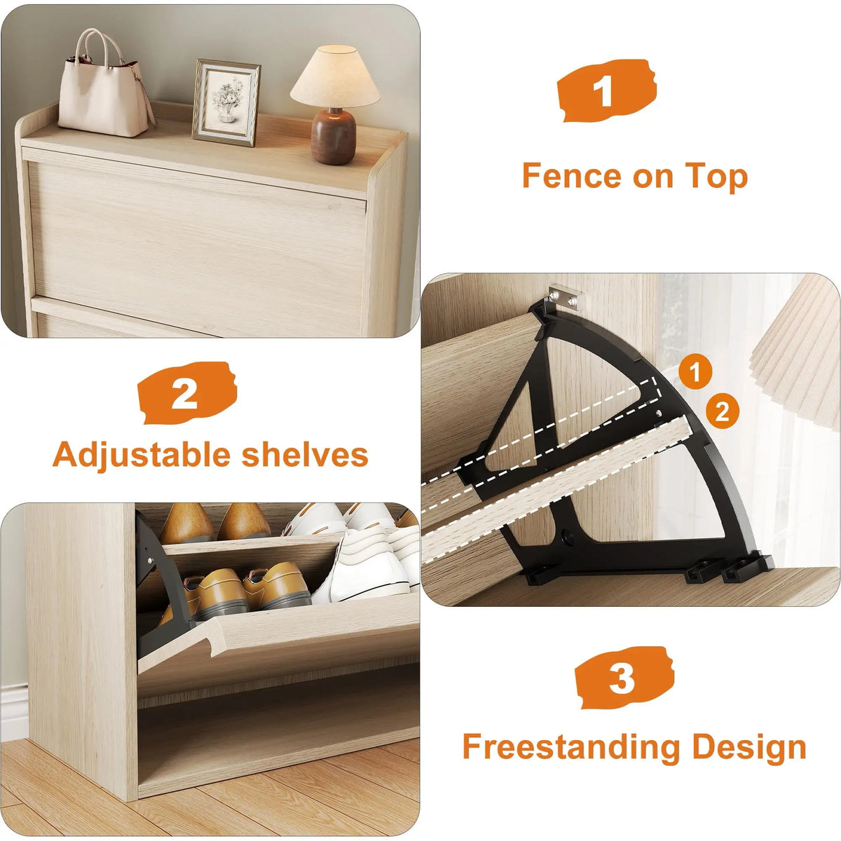 3 Flip Drawer Shoe Cabinet 46.1in Slim Freestanding Shoe Storage Organizer With Adjustable Shelves For Entryway Hallway Home Use