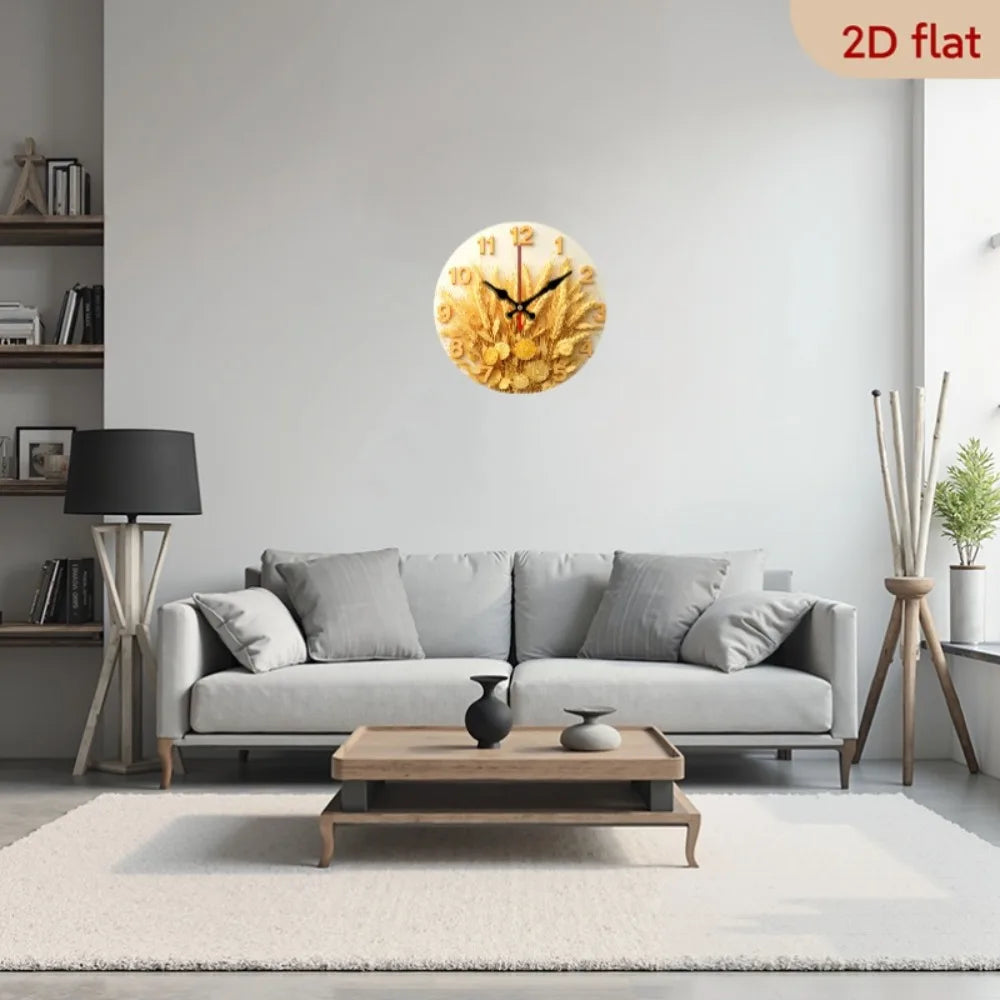 Modern Farmhouse Money Round Wall Clock With Golden Hands