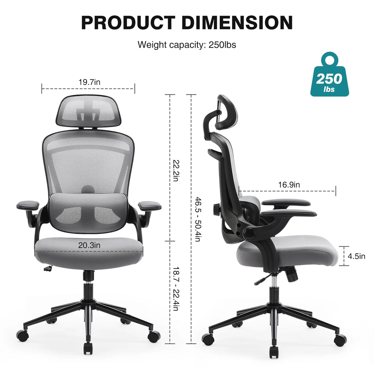 JHK High Back Mesh Office Chair With Adjustable Lumbar Support