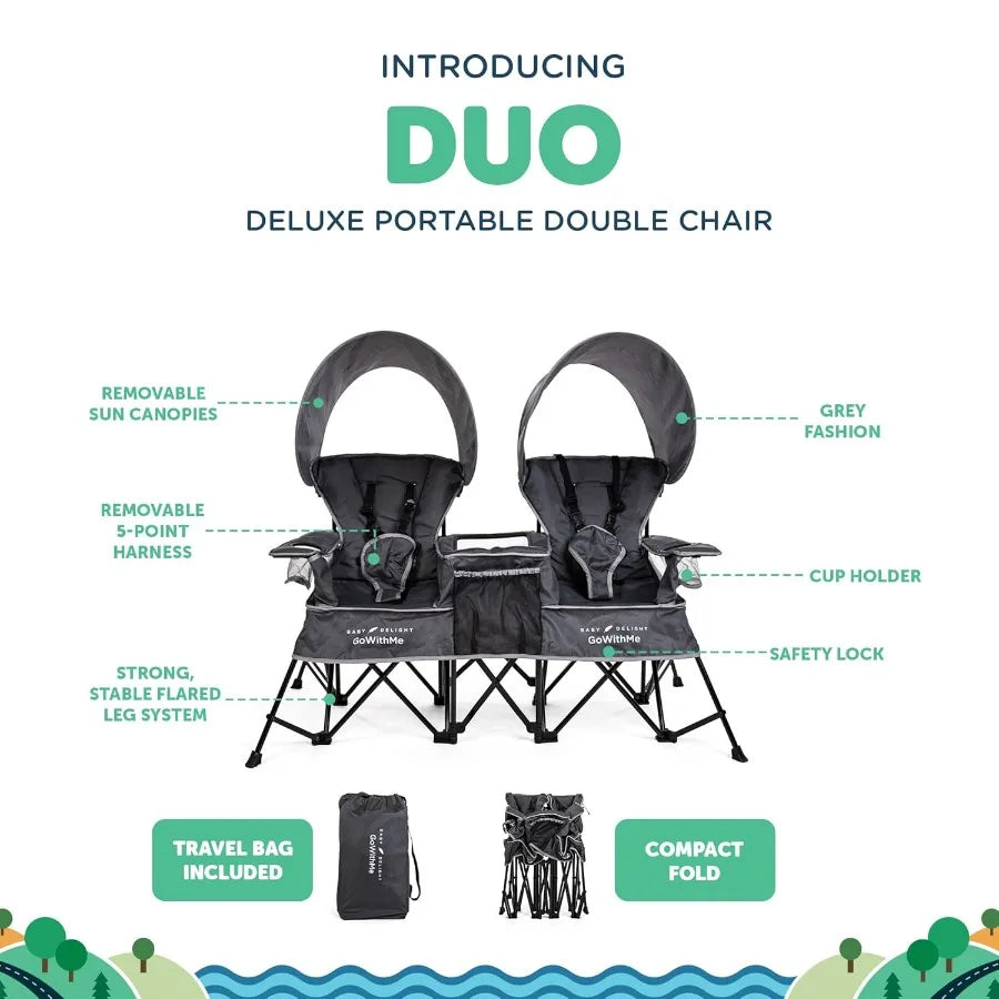 XIUWO Go With Me Duo Deluxe Portable Double Kids Chair