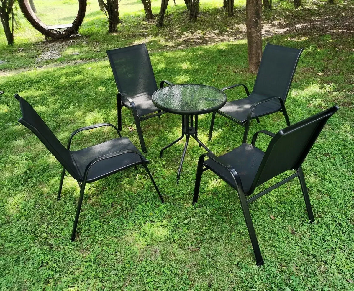 Foldable Garden Chairs Steel Iron Teslin Fabric High Back