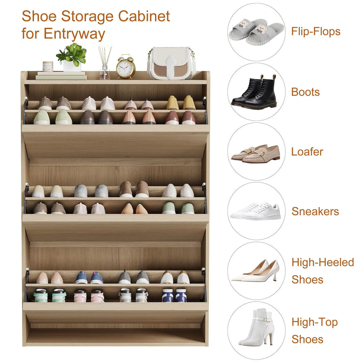 3 Flip Drawer Shoe Cabinet 46.1in Slim Freestanding Shoe Storage Organizer With Adjustable Shelves For Entryway Hallway Home Use